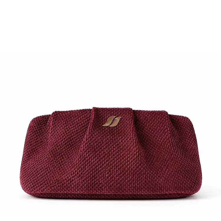 image of FRM BURGUNDY VELVET POUCH